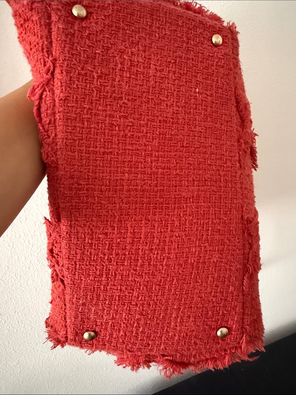 CHANEL Red Tweed Chain-Handle Tote with Gold CC Logo - Picture 4 of 5